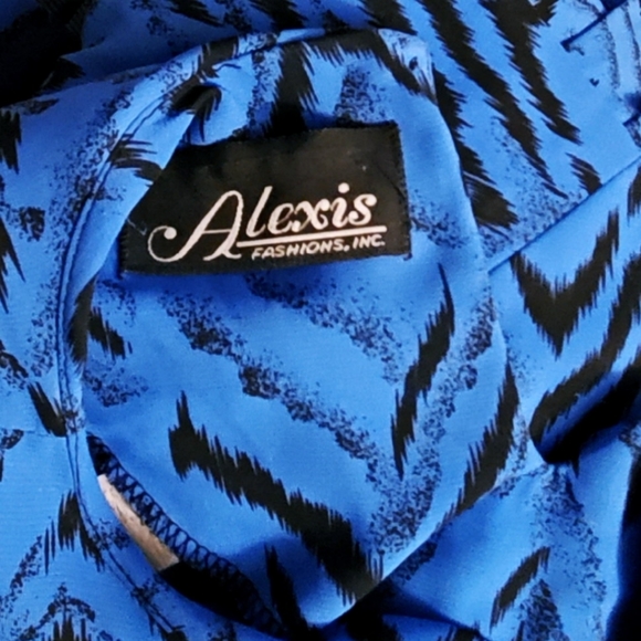 ALEXIS FASHIONS INC. Vintage Blue Pleated Dress Womens size 12 - Picture 4 of 4